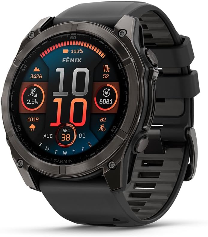 שעון חכם 010-02905-21 Garmin Fenix 8 AMOLED 51mm טיטניום עם רצועת סיליקון שחורה